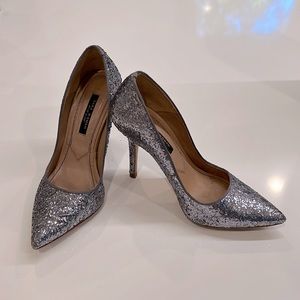Zara women’s sparkling pumps, closed toe heels, size 37 or 7, gray